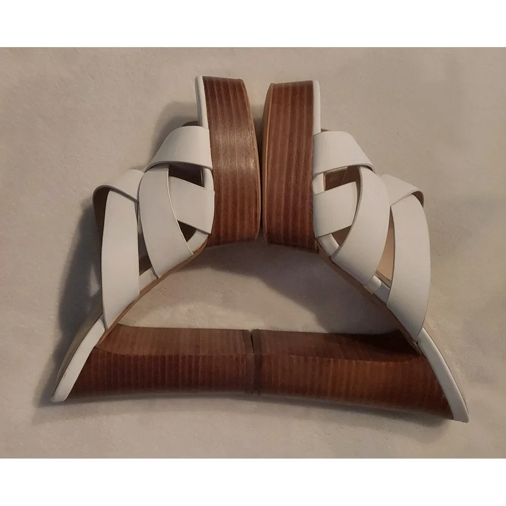 Aldo Womens White Leather Casuarina Open Toe Platform Heels Mules Sandals Size 9 - Picture 5 of 12